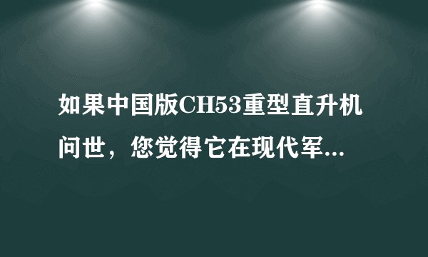 如果中国版CH53重型直升机问世，您觉得它在现代军事救援领域会有哪些革命性应用？