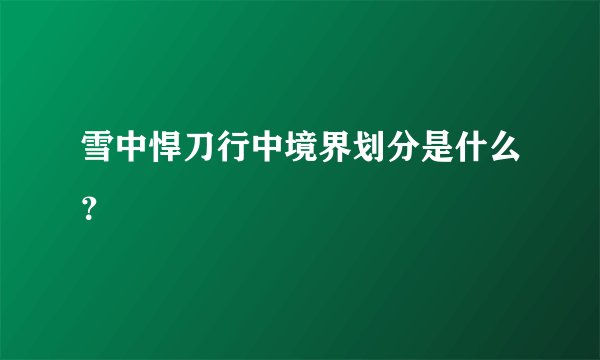 雪中悍刀行中境界划分是什么？
