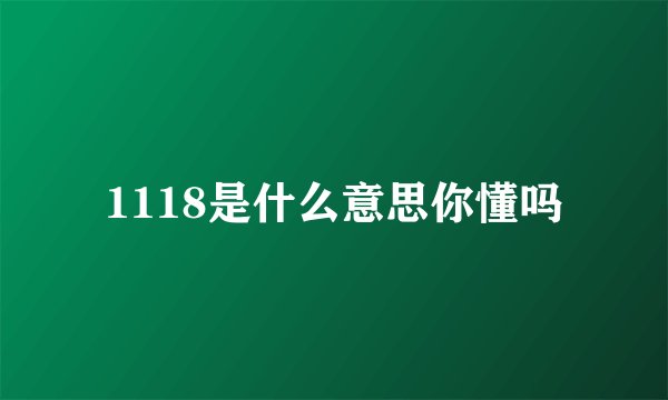 1118是什么意思你懂吗