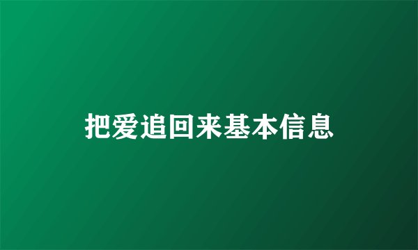 把爱追回来基本信息