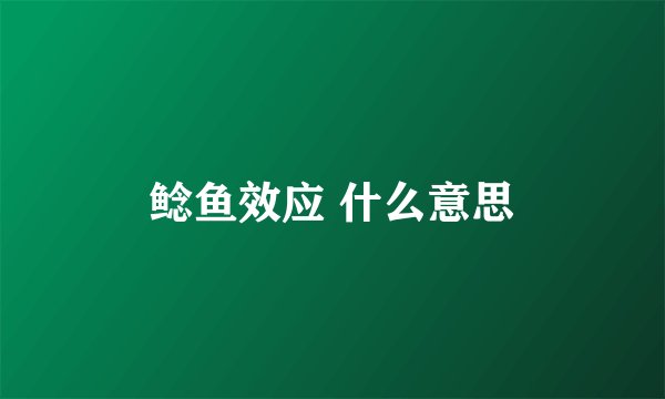 鲶鱼效应 什么意思