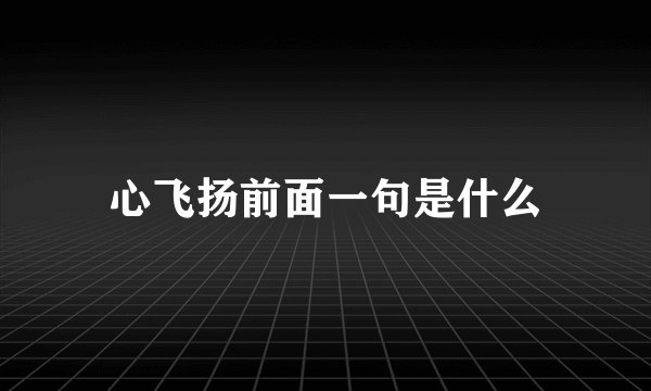 心飞扬前面一句是什么