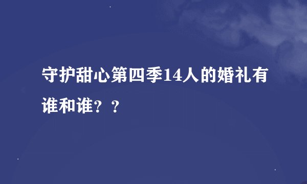 守护甜心第四季14人的婚礼有谁和谁??
