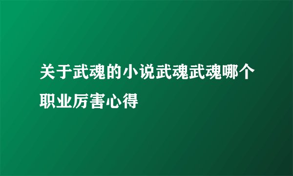 关于武魂的小说武魂武魂哪个职业厉害心得