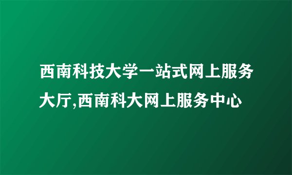 西南科技大学一站式网上服务大厅,西南科大网上服务中心