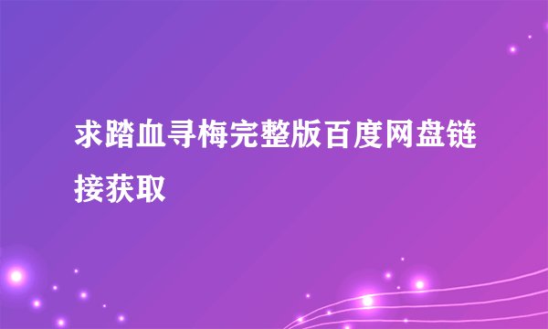 求踏血寻梅完整版百度网盘链接获取