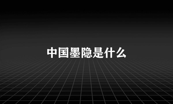 中国墨隐是什么