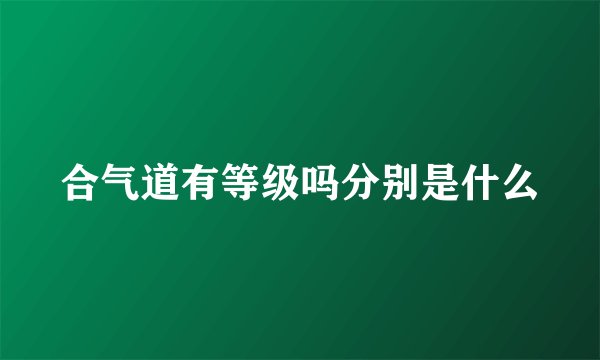 合气道有等级吗分别是什么