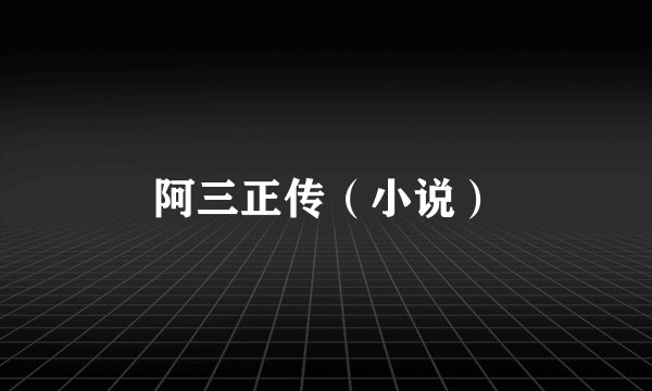 阿三正传(小说)