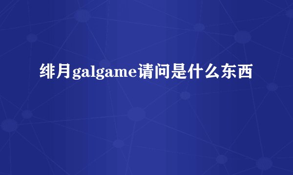 绯月galgame请问是什么东西