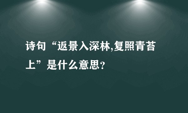 诗句“返景入深林,复照青苔上”是什么意思？