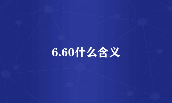 6.60什么含义