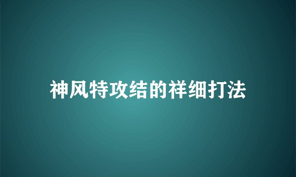 神风特攻结的祥细打法