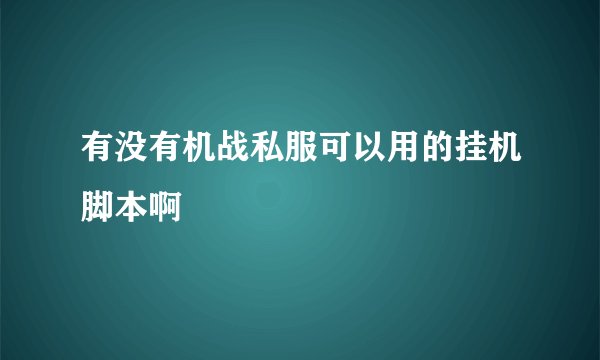 有没有机战私服可以用的挂机脚本啊