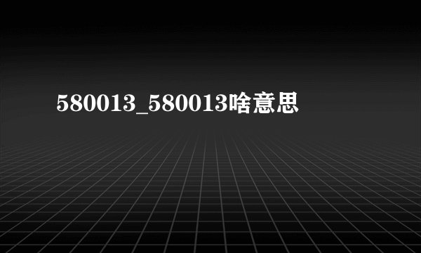 580013_580013啥意思