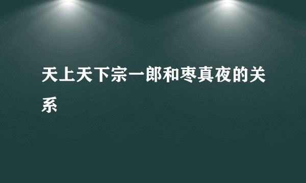 天上天下宗一郎和枣真夜的关系