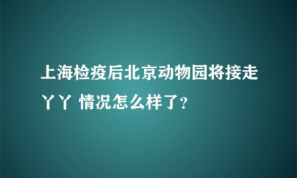 上海检疫后北京动物园将接走丫丫 情况怎么样了？