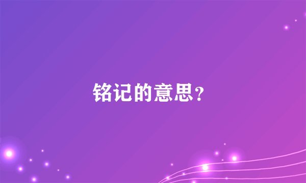 铭记的意思？