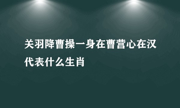 关羽降曹操一身在曹营心在汉代表什么生肖