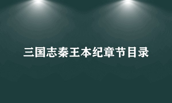 三国志秦王本纪章节目录