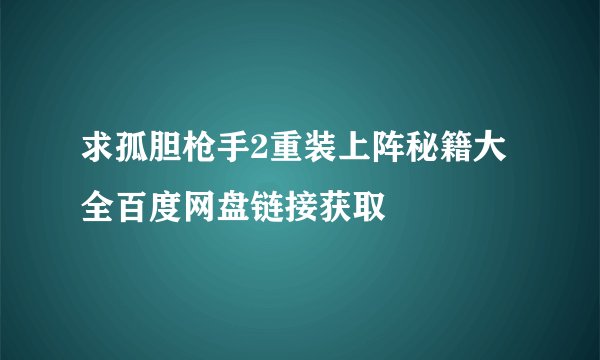 求孤胆枪手2重装上阵秘籍大全百度网盘链接获取