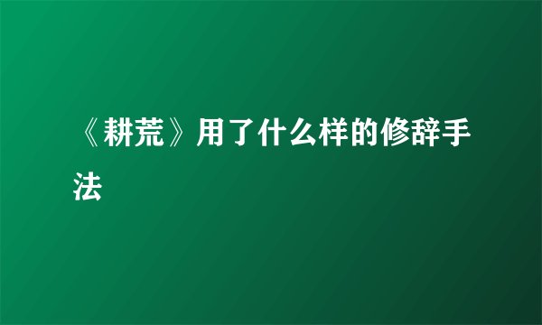 《耕荒》用了什么样的修辞手法