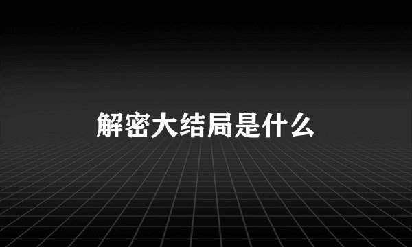 解密大结局是什么