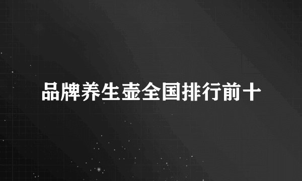 品牌养生壶全国排行前十
