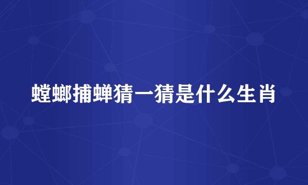 螳螂捕蝉猜一猜是什么生肖