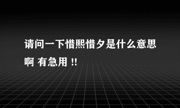 请问一下惜熙惜夕是什么意思啊 有急用 !!