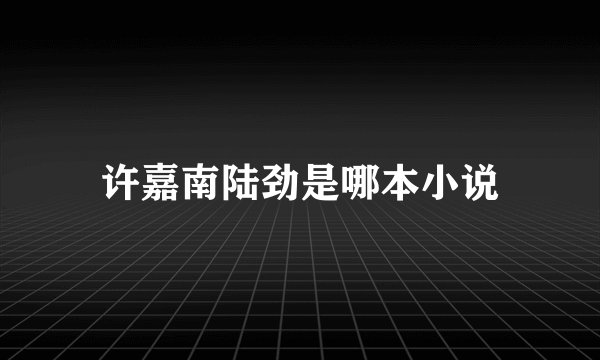 许嘉南陆劲是哪本小说