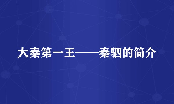 大秦第一王——秦驷的简介