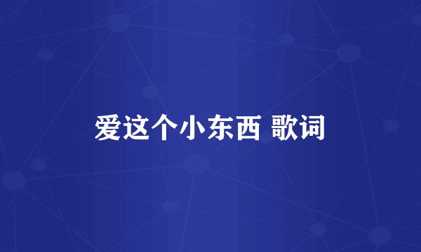 爱这个小东西 歌词