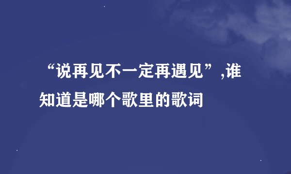 “说再见不一定再遇见”,谁知道是哪个歌里的歌词