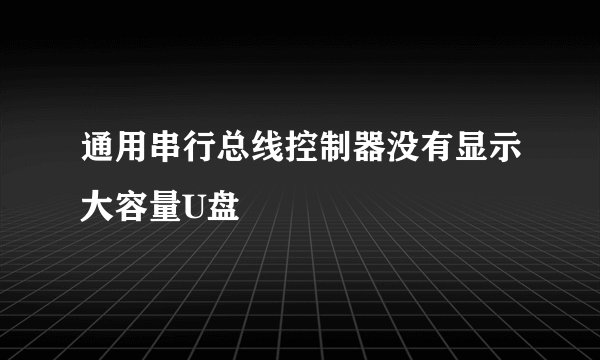 通用串行总线控制器没有显示大容量U盘