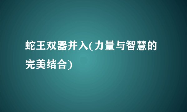 蛇王双器并入(力量与智慧的完美结合)