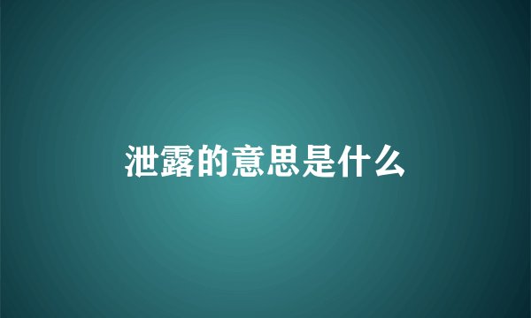 泄露的意思是什么