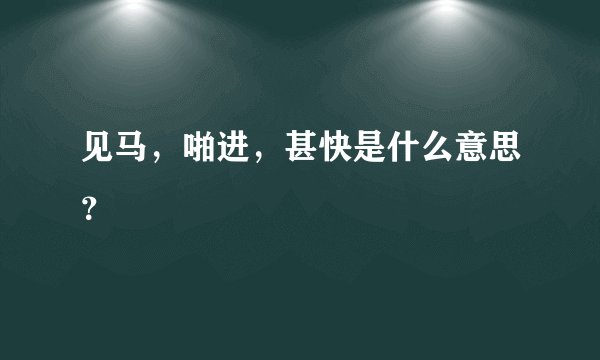 见马，啪进，甚快是什么意思？