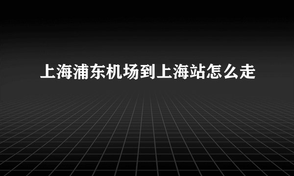上海浦东机场到上海站怎么走