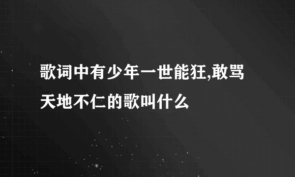 歌词中有少年一世能狂,敢骂天地不仁的歌叫什么