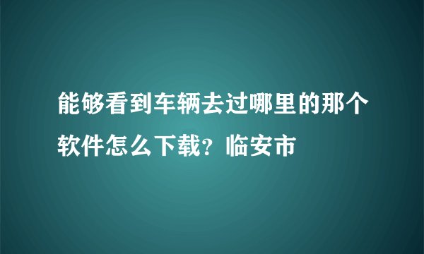 能够看到车辆去过哪里的那个软件怎么下载？临安市