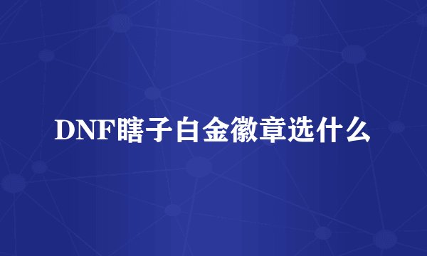 DNF瞎子白金徽章选什么