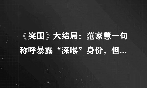 《突围》大结局：范家慧一句称呼暴露“深喉”身份，但并非王子和