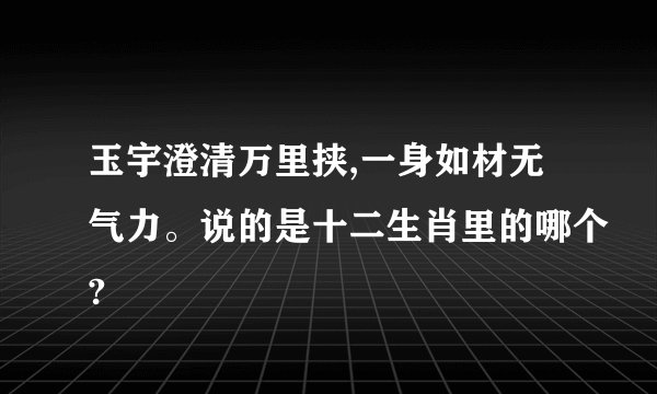 玉宇澄清万里挟,一身如材无气力。说的是十二生肖里的哪个?