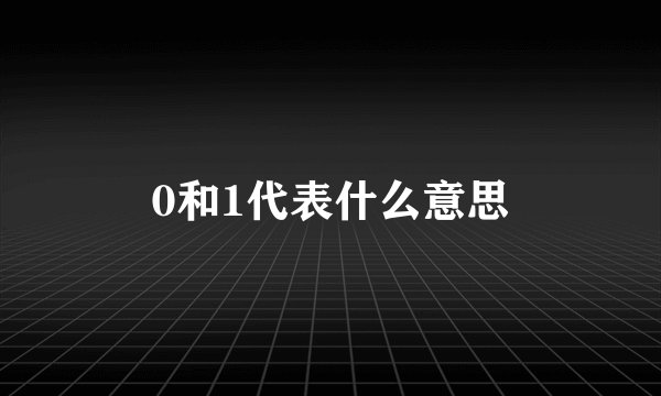 0和1代表什么意思