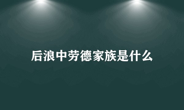 后浪中劳德家族是什么