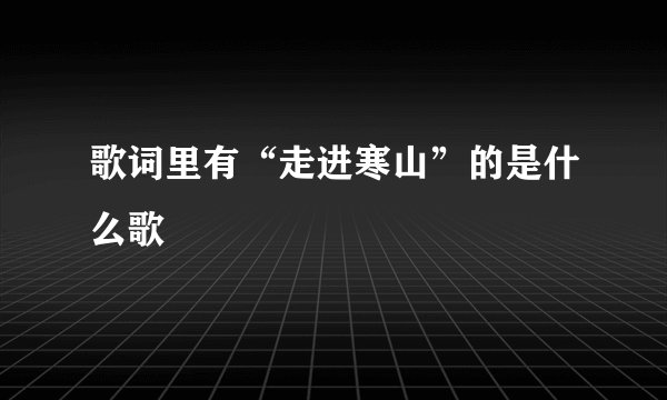 歌词里有“走进寒山”的是什么歌