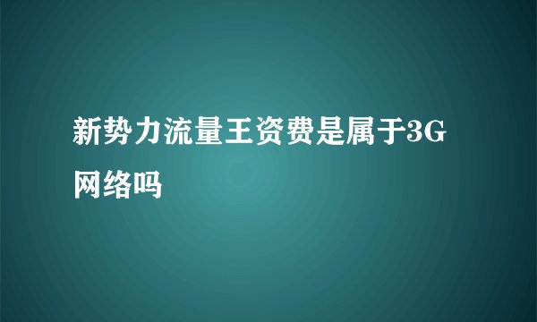 新势力流量王资费是属于3G网络吗