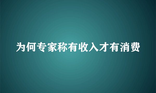 为何专家称有收入才有消费