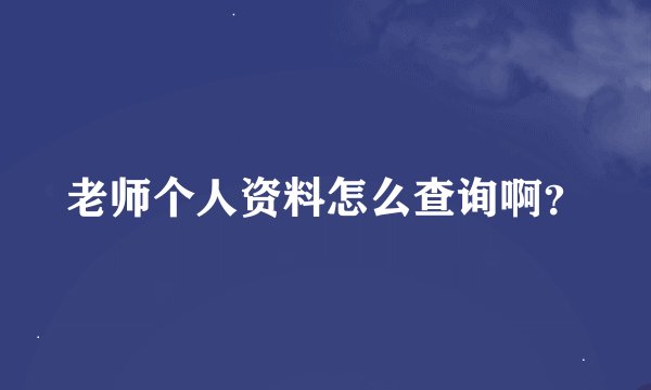 老师个人资料怎么查询啊？